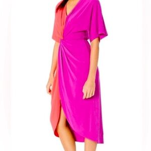 Trina Turk Vivid Viola Etta Front Twist Dress Medium Color Block Cocktail Party